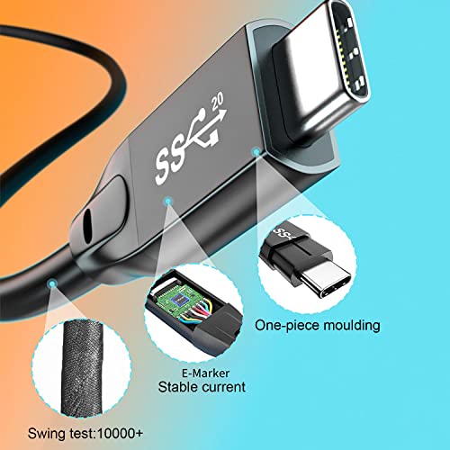 Grtoeud Usb C To Usb C 3.1 Cable 15Ft, 10Gbps Usb 3.1 Gen 2 Cable, 4K@60Hz Monitor Cord And 100W Fast Charging With E-Mark For Thunderbolt 3/4, Macbook Pro/Air,Ipad Pro,Oculus, Ssd,Galaxy S23(Black) #TOP5