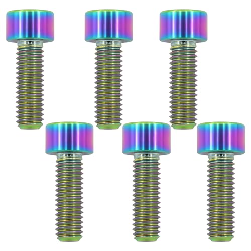 Image of Lightweight Titanium Bolts M6x18, Colorful, 6PC | Lightweight Hex Socket Screws, MTB /Road Bike /Motorcycle, Corrosion Resistant, Marine Grade Fasteners