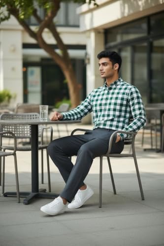 Image of JHABAK'S Cotton Blend Unstitched Checkered Fabric for Men - 2.35m Shirt Piece / 3m Kurta Piece - Width 36 Inches