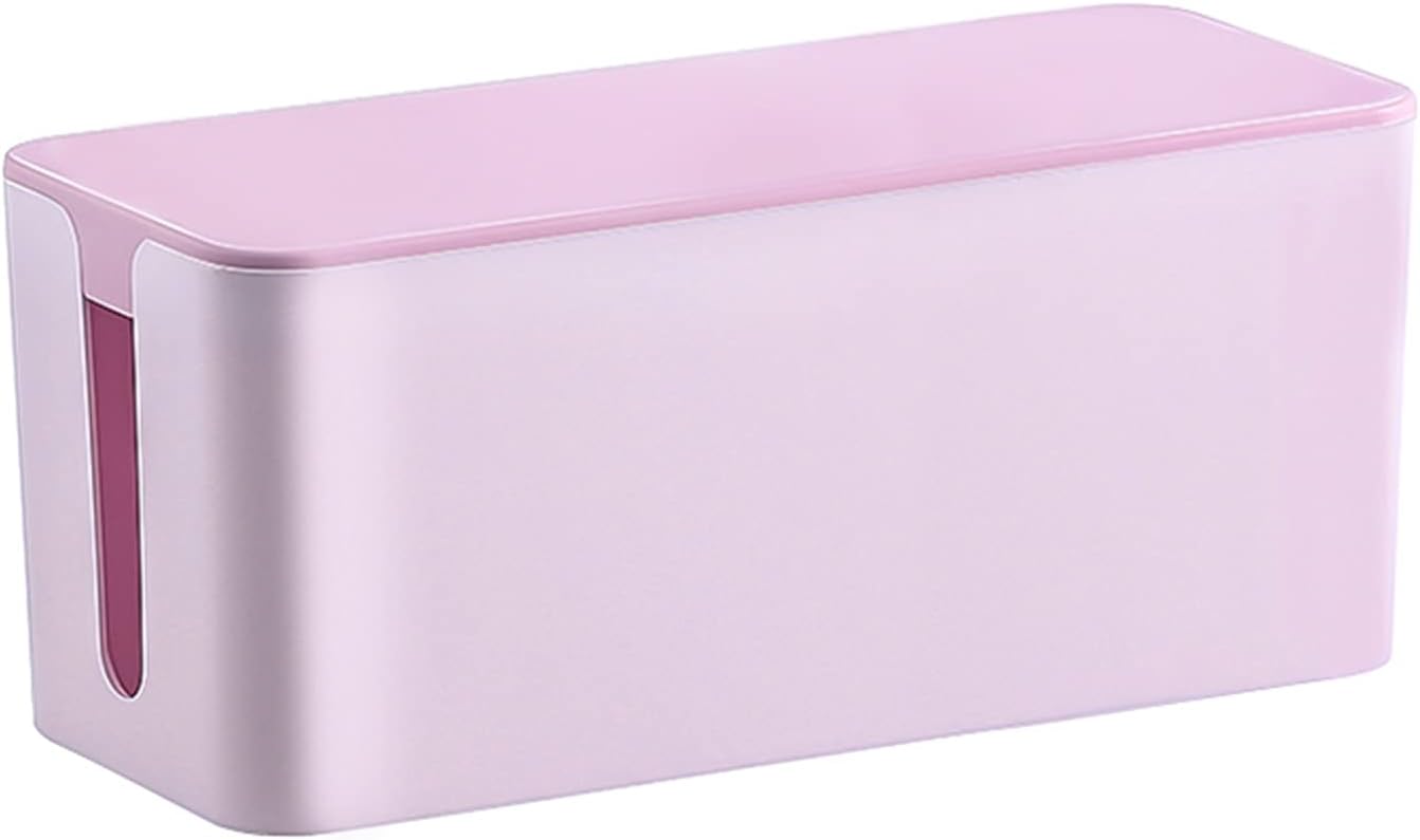 Multifunctional Power Board Storage Box Desktop Plastic Organizer for Cable and Cord Management Storage and Holder Cable Cords Organizer Boxes (Pink-Small)
