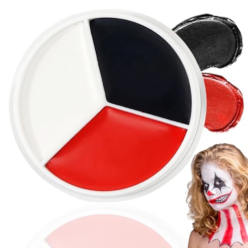 Black White Red Face Body Paint Foundation Cream Makeup,Halloween Cream Clown Face Body Paint Makeup Kit for Goth Zombie Vampire Skeleton Cosplay Costume Dress Up,Blendable Face Body Painting Kit