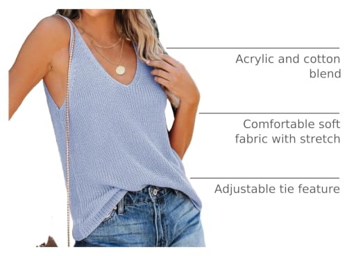 Image of Tutorutor Womens V Neck Sweater Tank Tops Summer Crochet Knit Vest Top | Sleeveless Cami, Loose Fit, Sweater Vest, Casual, Sexy, Fall Layer