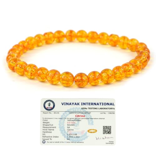 Image of Reiki Crystal Products Certified Natural Crystal Stone Bracelet 6 mm Round Beads for Men & Women | Premium Gemstone Jewellery Collection | Reiki Charged | Multiple Stone Variants Available