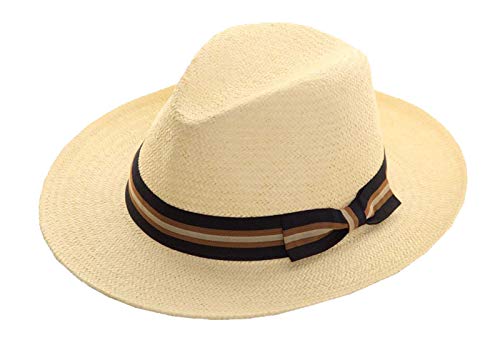 PAJA PLEGABLE plegable VERANO FEDORA Panamá SOMBRERO TRILBY con ancho lazo banda...