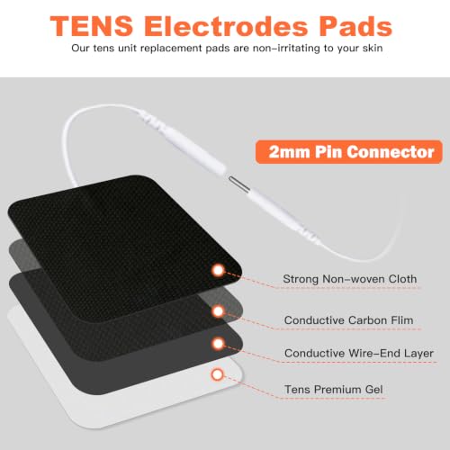Image of 24 Pack 2''X2'' Large TENS Unit Electrode Pads, Black