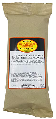 A.C. Legg Custom Blended Seasonings - Brown Sugar Maple Snack Stick Seasoning for up to 25 pounds of meat - 19.5 ounce includes cure pack
