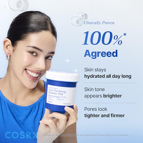 Image of COSRX OneStep Original Tone Clarifying Moisture Pad, 100 Pads, Daily Toning Pad for Skin Texture & Hydration & Evening Skin Tone with Arbutin, Glutathione & 12 Hyaluronic Acids, Korean Skin Care