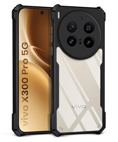 Image of WOW IMAGINE Shock Proof Clear Back Case Mobile Cover for Vivo X300 Pro 5G (Hard | Hybrid PC + TPU | Full Armour Device & Camera Protection | Black)
