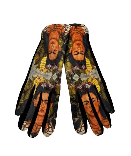 Genérico Guantes Mujer estampado cuadros famosos pantalla táctil para otoño invierno suaves elegantes elásticos 23x8 cm. (Verde)
