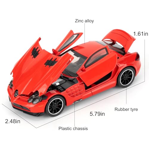 Auto de juguete a escala 1:32 con luz y sonido rojo miniatura 2