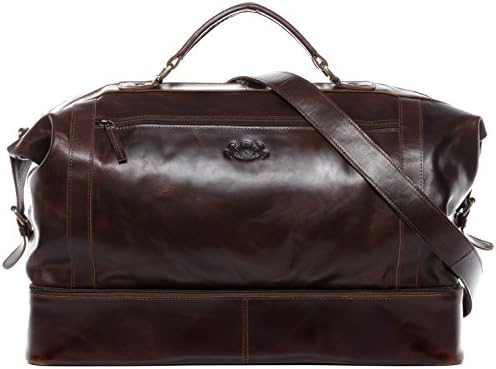 SID & VAIN Bolsa de Viaje Grande XL Cuero para Hombre I Bolso de Deporte Fin de Semana I Maletín Viaje Weekender, Equipaje de Mano Cabina Kingston marrón Hecho a Mano