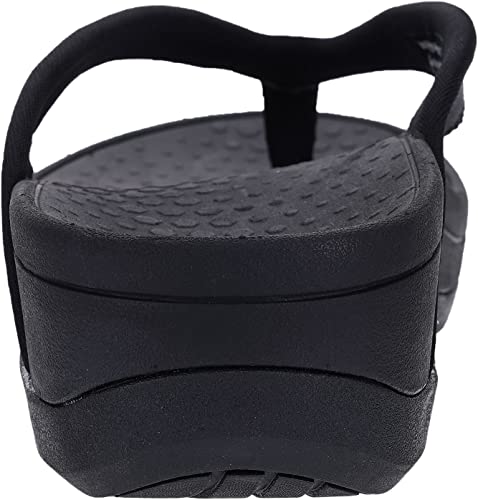 Whitin Women's Platform Flip Flops With Arch Support Orthotic Slippers Size 7 7.5 Beach Sandals Thong Slides Wedge Outdoor Chunky Heels Chanclas Para Mujer Pool Black 37 #TOP4
