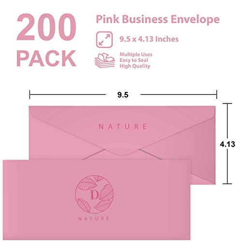 Business-Envelops-200-Pack-10-Pink-Envelopes-Standard-Square-Flap-Gummed-Seal-Perfect-for-Invitations-Office-Checks-Letter-Mailing-Crafts-Printable-Windowless-4-18-x-9-12-Inches