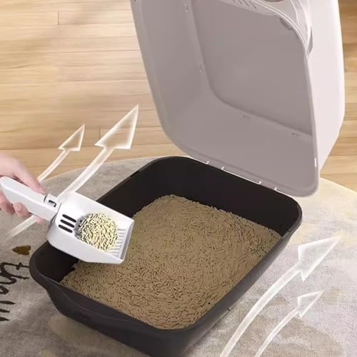 Arenero cerrado para gato con puerta frontal y asa, 50x35x35 cm, gris miniatura 4