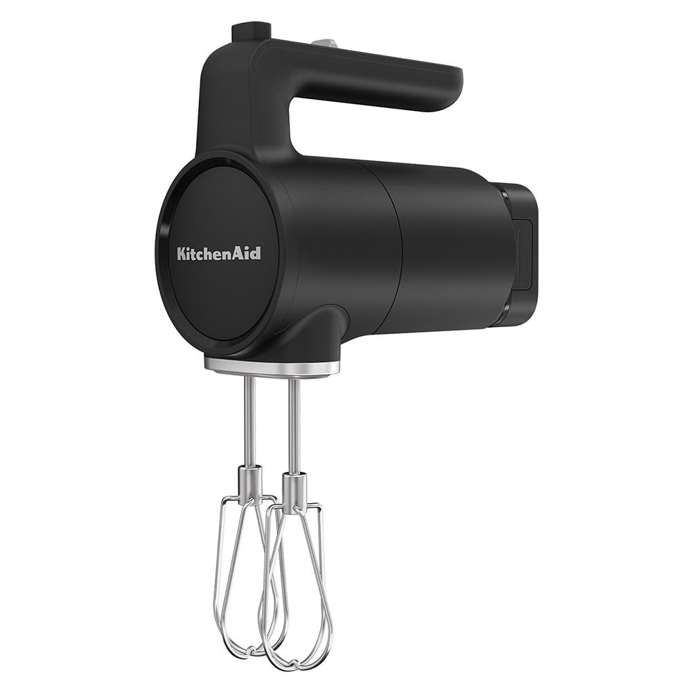 KitchenAid Sbattitore elettrico senza fili - Go Cordless - Frullatore a mano con 7 velocità e Soft Start - Fruste Turbo in acciaio inox - 60 minuti di utilizzo - Potente - Nero - Senza batteria