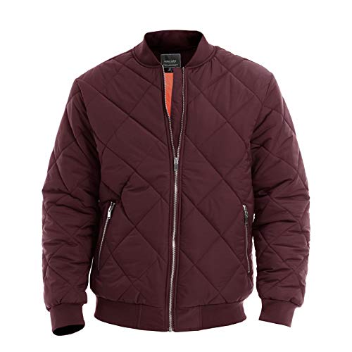 BIYLACLESEN Mens Winter Coats Bomber Jacket Padded Athletic Jacket Hiking Jacket Camping Coats College Jacket Varsity Jacket Tactical Jacket Wine Red