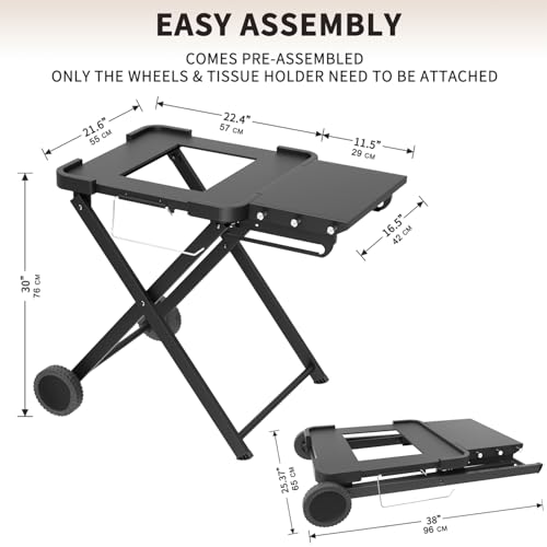 Apromise Grill Stand for Ninja Woodfire: Portable Grill Table for OG700 OG800 OG900 Series & OO101 Outdoor Pizza Oven, Collapsible Outdoor BBQ Cart with Wheels, Side Table - Thumbnail 6
