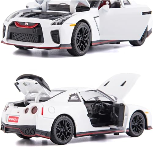Image of 1:32 Scale Die-Cast Metal GT-R with Openable Doors and Pull Back Action with Lights & Music (White)