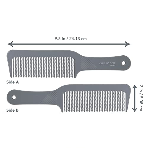 Styling Gear 401 Extra Large Barber Comb For Flattops Clipper Comb Hair Cutting Long Handle Smooth Thumb Rest Wavy Teeth Heat Resistant Barber Combs Professional Flat Top Comb 1 Pc. (Gray) #TOP1