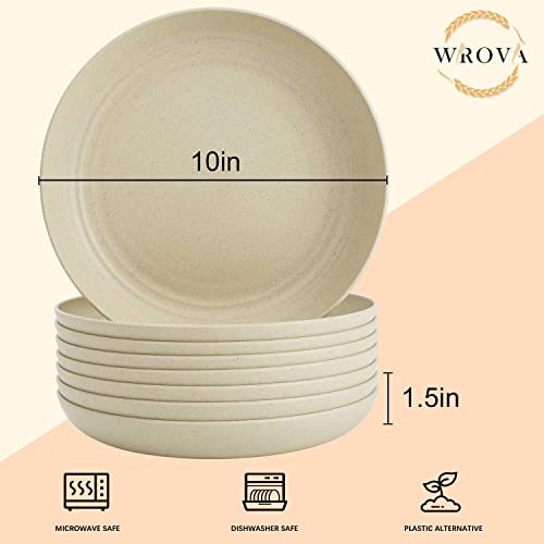 Beige Wheat Straw Dinner Plates Set of 8, 10 Inch