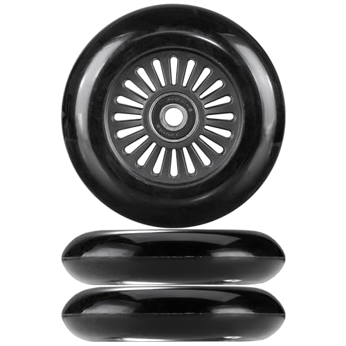 Image of Sit Down 3-Wheel Scooter Replacement Wheels with Bearings ABEC-9 for Easy Rollers and Classic Ride on Toy Gifts, Ride-On Toys & Accessories for Kids Boys and Girls, Set of 3 (Black)