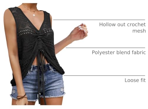 Image of Saodimallsu Womens Boho Off Shoulder Sheer Crop Tops Bell Sleeve Flowy Oversized Crochet Ruched Pullover Sweaters