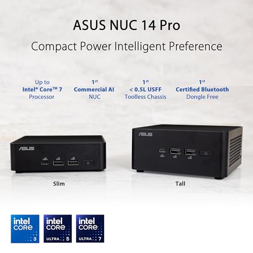 ASUS NUC 14 Pro Tall Full System Mini PC with Intel 14th Gen Core Ultra 7 155H, 32GB DDR5 RAM, 1TB PCIe G4x4 NVMe SSD, Thunderbolt 4,Win 11 Pro, Toolless Chassis Access, VESA Mount Included - Image 3