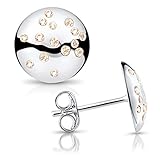 Durchmesser: 10mm | Höhe: 2mm | Besatz: je 15 Zirkonia Steine in apricot | Gewicht: je 0,8g | Verschlussart: Butterfly-Schließe