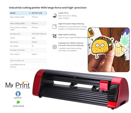 Image of MY PRINT | V24 | 24inch | Upto 350 GSM Paper Cutting Plotter | With High Pressure | Auto Feeding Sensor | Paper Card | Vinyl, Sticker, Multipurpose Machine | for Business Supplies Products