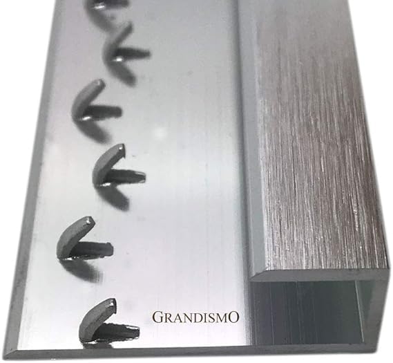 Grandismo® Heavy-Duty - Carpet to Coir Matting Edge Strip - Extra Long 9ft / 2.7m / 270cm / 2700mm - Gripper - Trim - Metal Doorbar Threshold Strip - Brushed Silver