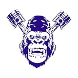 Autoservice, Garage, Worte, Schild, Garage, Gorillakopf, Autoreparaturservice, Wandaufkleber, Affe, Schimpanse, Affe, Autoservice-XL-70x75cm-Dark Blue