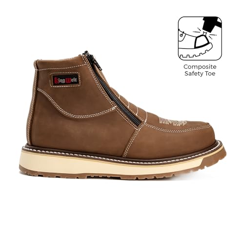 Ultra Flex 6" 1335 Medallion Dual Zipper Double Density Slip Resistant Lightweight Men Work Boots Composite Toe2