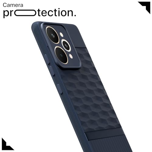 Image of Pikkme Back Cover for Realme 15 5G Camera Protection 3D Hexa Cube Design Silicone Protective Bumper Case (Blue)
