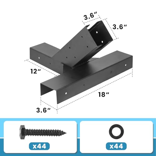 Heavy Duty Hammock Stand Bracket Kit - 500 lbs Capacity, Powder Coated Steel, Fits 4"x4" Posts, Easy DIY Installation