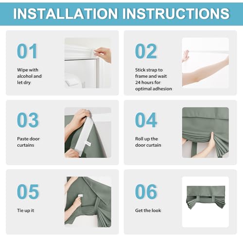 Image of RYB HOME Door Curtains for Small Windows, Room Darkening Sides Heavy Duty Vertical Door Blinds /Shades Full Privacy for Patio Window, 1 Panel, Sage Green W12 x L40