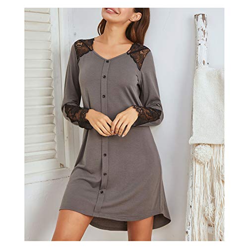 Pyjama décontracté femme chemise de nuit courte vêtement de nuit mince couleur unie