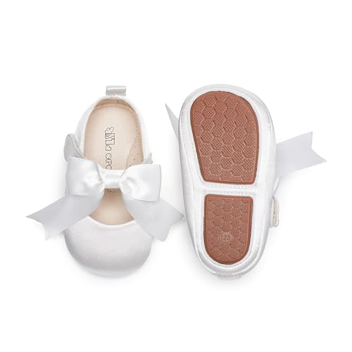 Kiderence Baby Girls Prewalker Mary Jane Flats Bowknot Princess Dress Shoes White (Infant...