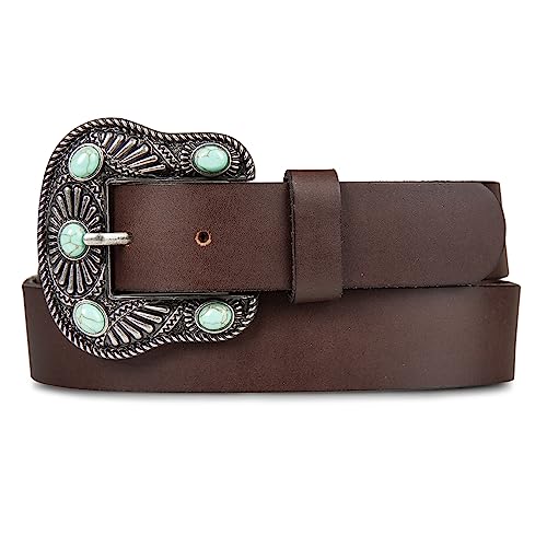Image of Lucky Brand Women's Western Leather Belt | Classic | Fashion | Vintage | Buffalo Leather | Western-Inspired