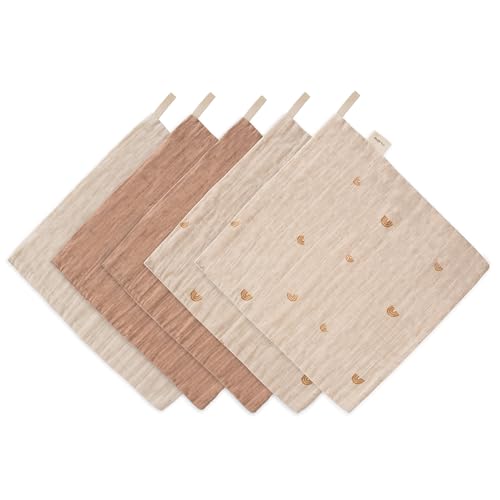 mushie Muslin Organic Cotton Washcloths 5-Pack (Rainbow Combo) | Soft Wipes for Baby Cleanups and Bathing - Image 3