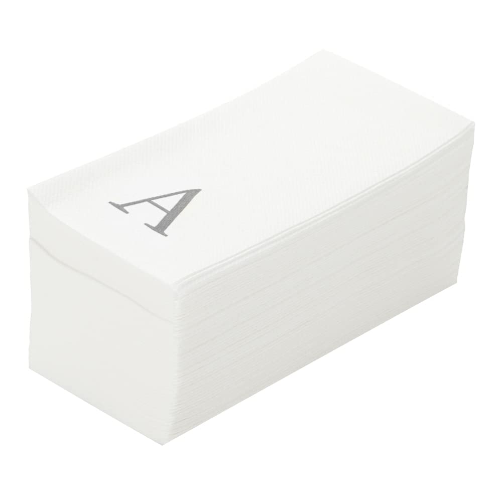 Luxenap - Servilleta rectangular de papel blanco con letra A, letra A, fuente Air Laid, Sans Serif, 15 3/4 x 8 pulgadas, caja de 50 unidades