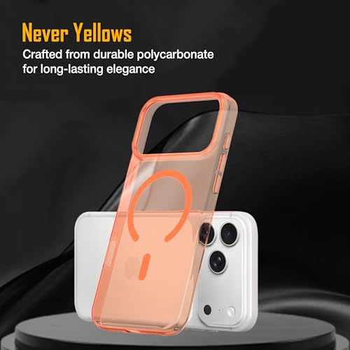 Image of Zapcase Back Case for iPhone 17 Pro | Slim Lifetime Anti-Yellow Crystal-Clear Cover with Elevated Camera Protection & MagSafe Compatibility | Premium German Polycarbonate | Shockproof | Orange