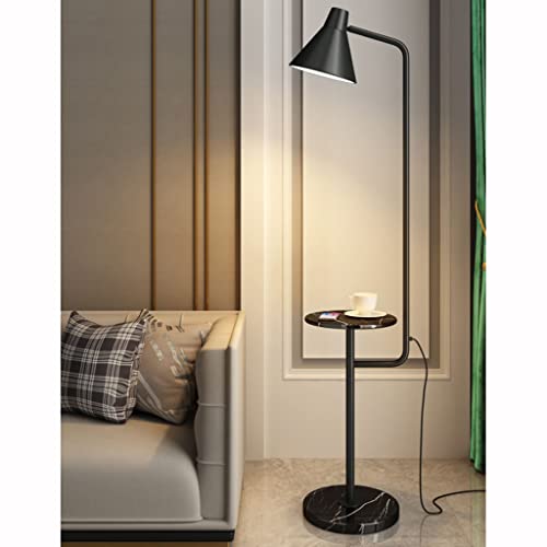 Décoration de salon chaleureuse avec lampadaire led marbre et fer