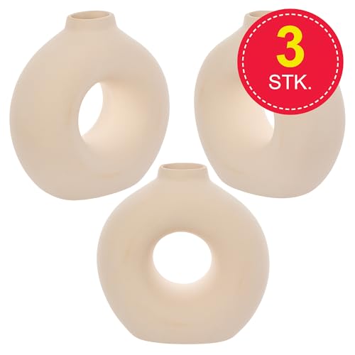 Baker Ross FX702 Keramische Donut-Vasen - 3er-Pack, Keramik-Rohlinge zum Dekorieren