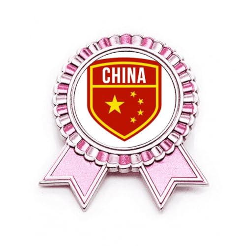Broche drapeau national bouclier de Chine Rose en métal, un cadeau idéal pour passionné