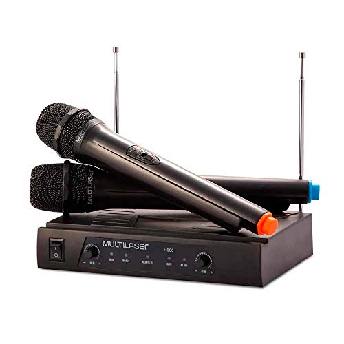 Par de Microfone sem Fio Alcance de até 8M + Receiver Preto Multilaser - SP328 Multilaser SP328, Pre