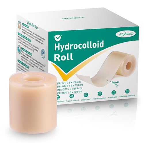Hydrocolloid Roll 5cmx150cm, Hydrocolloid Roll, Pansement Hydrocolloïde Adhésif Imperméable pour Soins des Plaies, Rouleau Pansement Hydrocolloïde...