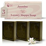 GREEN FADEL Aleppo Seife Luxury mit Jasmin Aroma, 3 Stück, Original Aleppo Seife Olivenöl &...