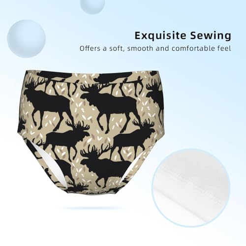 Vintage Style Moose Sketch Girls' Underwear Soft Cotton Little Girls Panties Comfort Briefs3
