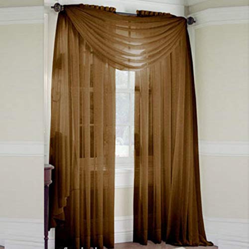 SQUAREDO Cortinas de ventana, 1 pieza de tul de color puro para puerta, ventana, cortina, cortina, cortina, cortina, cortinas, bufandas, poliéster, café, 100×200cm
