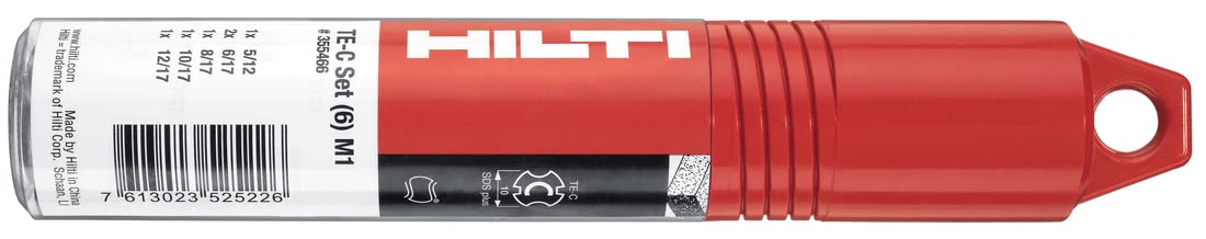 HILTI 2224211 Set mit 6 Spiralbohrern M1 für TE-C SDS Plus (1x5/12, 2x6/17, 1x8/17, 1x10/17, 1x12/17. Zubehör für Schraubbohrmaschine)